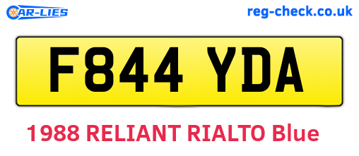 F844YDA are the vehicle registration plates.