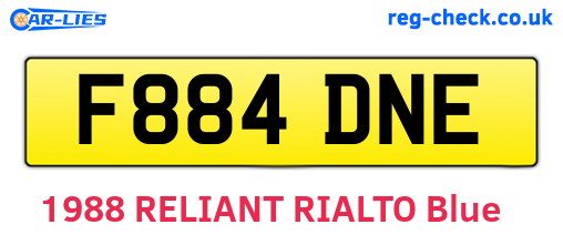 F884DNE are the vehicle registration plates.