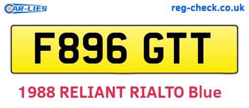 F896GTT are the vehicle registration plates.