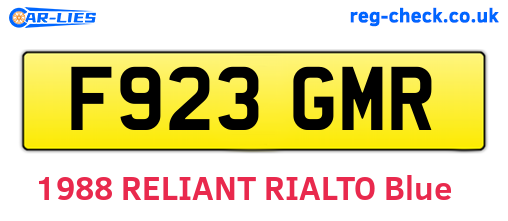 F923GMR are the vehicle registration plates.