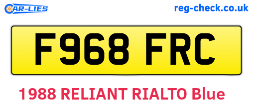 F968FRC are the vehicle registration plates.