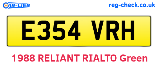 E354VRH are the vehicle registration plates.