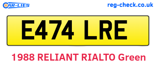 E474LRE are the vehicle registration plates.