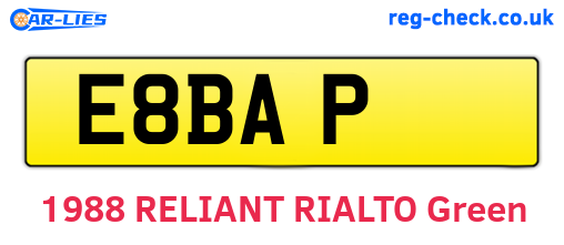 E8BAP are the vehicle registration plates.