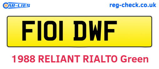 F101DWF are the vehicle registration plates.