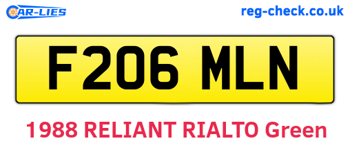 F206MLN are the vehicle registration plates.