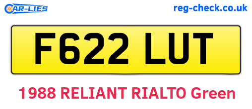 F622LUT are the vehicle registration plates.