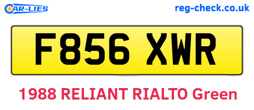 F856XWR are the vehicle registration plates.