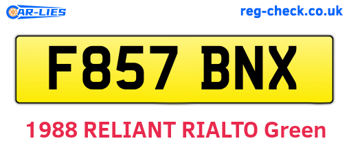 F857BNX are the vehicle registration plates.