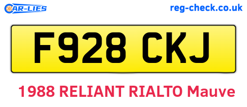 F928CKJ are the vehicle registration plates.