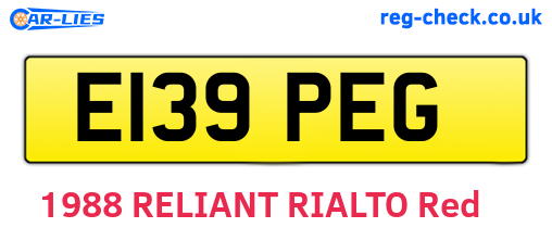 E139PEG are the vehicle registration plates.