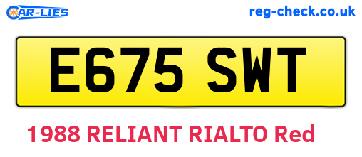 E675SWT are the vehicle registration plates.