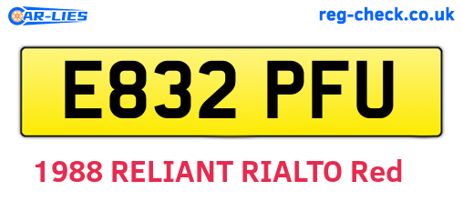 E832PFU are the vehicle registration plates.