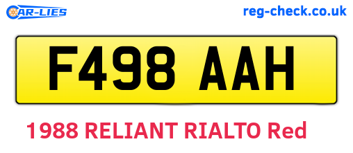 F498AAH are the vehicle registration plates.