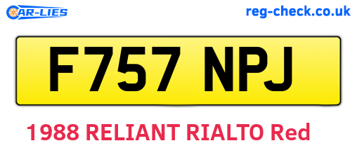 F757NPJ are the vehicle registration plates.