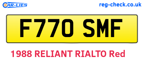 F770SMF are the vehicle registration plates.