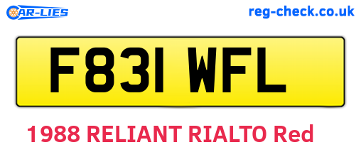 F831WFL are the vehicle registration plates.