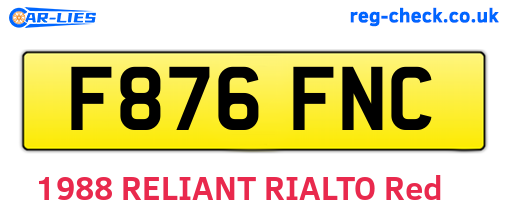F876FNC are the vehicle registration plates.