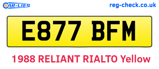 E877BFM are the vehicle registration plates.
