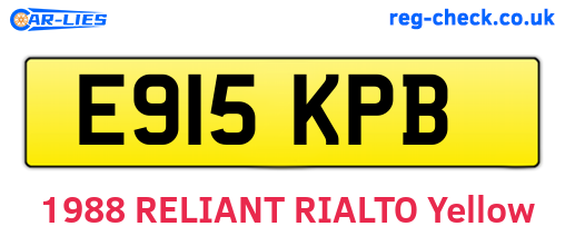E915KPB are the vehicle registration plates.