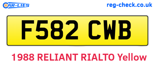 F582CWB are the vehicle registration plates.