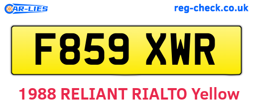 F859XWR are the vehicle registration plates.