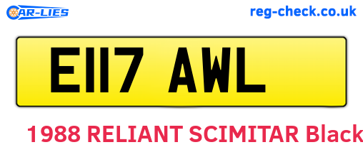 E117AWL are the vehicle registration plates.