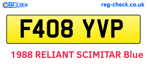 F408YVP are the vehicle registration plates.