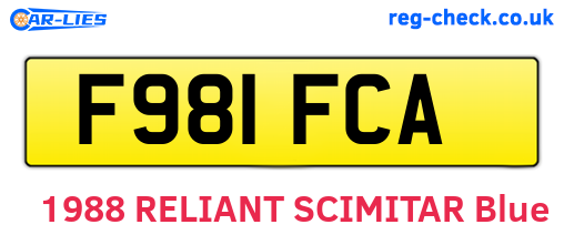 F981FCA are the vehicle registration plates.