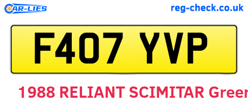 F407YVP are the vehicle registration plates.