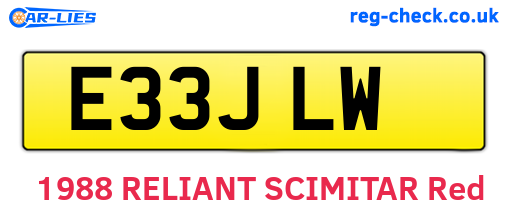 E33JLW are the vehicle registration plates.