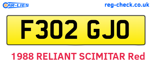 F302GJO are the vehicle registration plates.