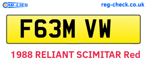 F63MVW are the vehicle registration plates.
