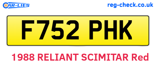 F752PHK are the vehicle registration plates.