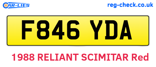 F846YDA are the vehicle registration plates.