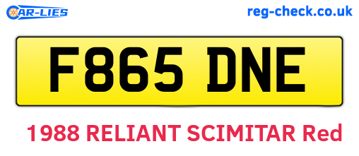 F865DNE are the vehicle registration plates.