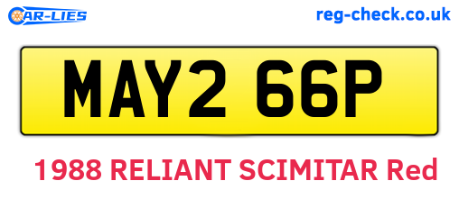 MAY266P are the vehicle registration plates.