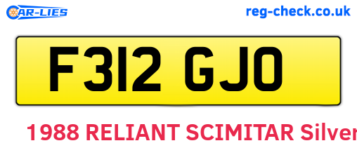 F312GJO are the vehicle registration plates.