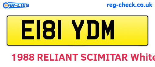 E181YDM are the vehicle registration plates.