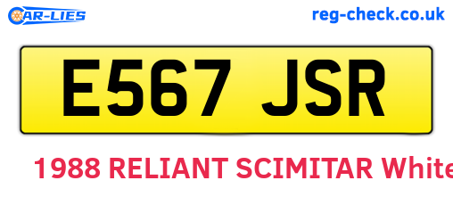 E567JSR are the vehicle registration plates.