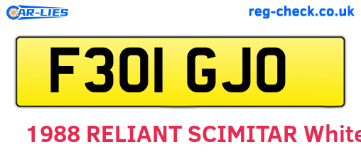 F301GJO are the vehicle registration plates.