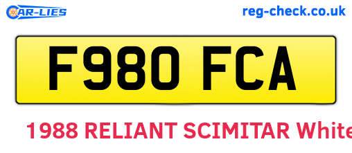 F980FCA are the vehicle registration plates.