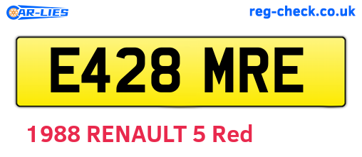 E428MRE are the vehicle registration plates.