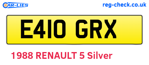 E410GRX are the vehicle registration plates.