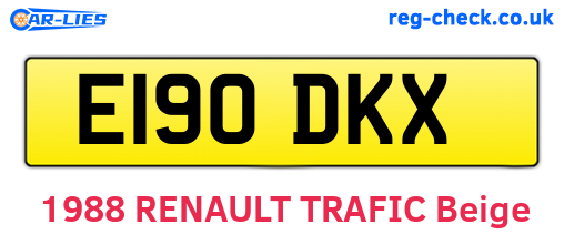 E190DKX are the vehicle registration plates.
