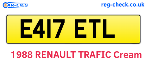 E417ETL are the vehicle registration plates.