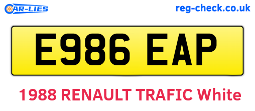 E986EAP are the vehicle registration plates.