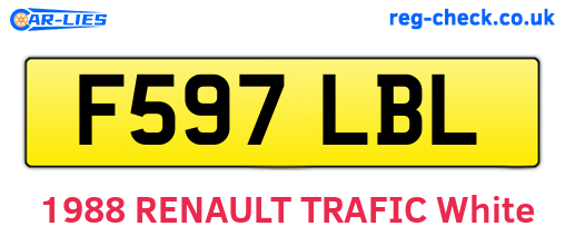 F597LBL are the vehicle registration plates.