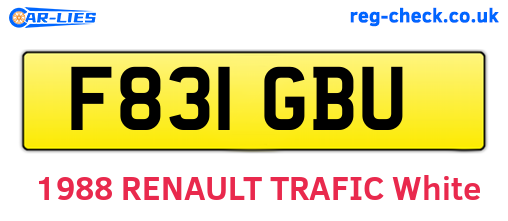 F831GBU are the vehicle registration plates.