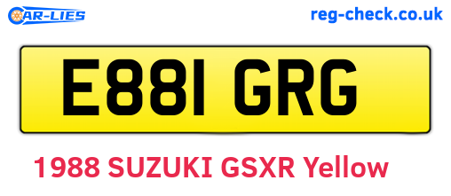 E881GRG are the vehicle registration plates.